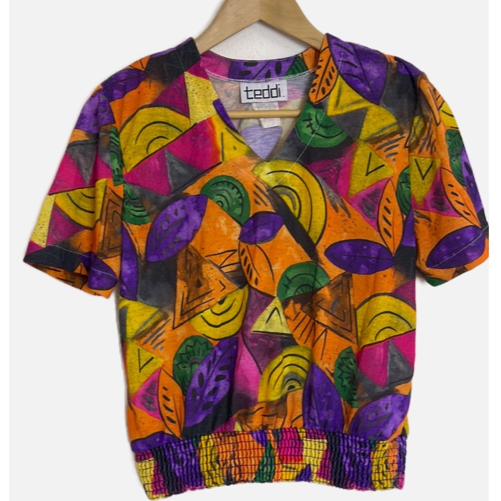 Vintage Teddi abstract blouse P/M